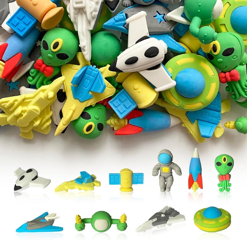 Kaemi 30 Pcs Space Erasers Desk Pets for Kids Classroom Prizes Fun Cool 3D Puzzle Erasers Bulk Mini Cute Pencil Eraser Pals Toys for Party Favors Treasure Box Goodie Bag Stuffers - Image 1
